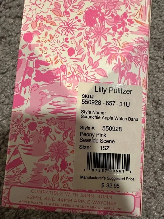 Lilly Pulitzer Pink Floral Scrunchie Apple Watch Band - Picture 4 of 4